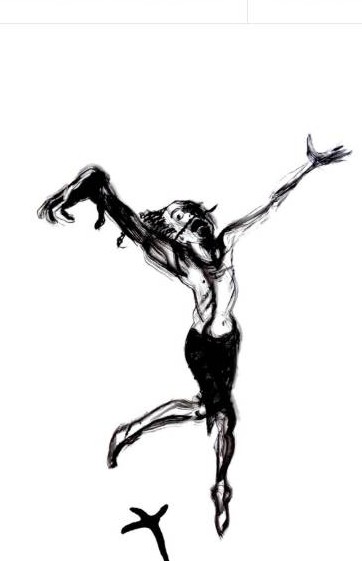 Figure dansante à l'encre de chine